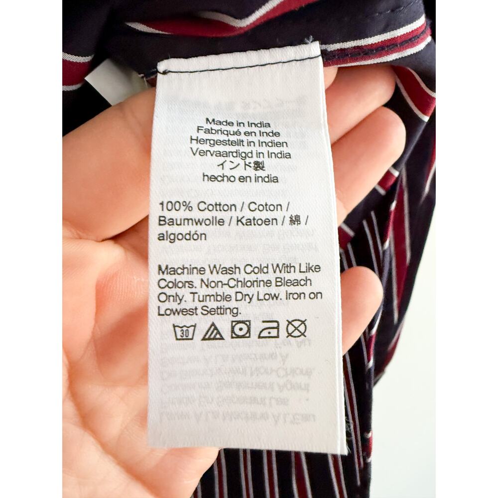 Madewell | NWT Striped Button Up Shirt Red Navy Poplin Relaxed | Sz XL - Picture 6 of 10